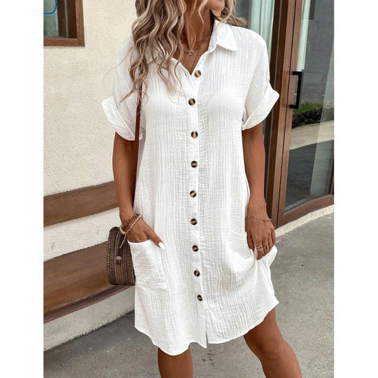 Damen Relaxed Fit Knopfkleid mit praktischen Taschen