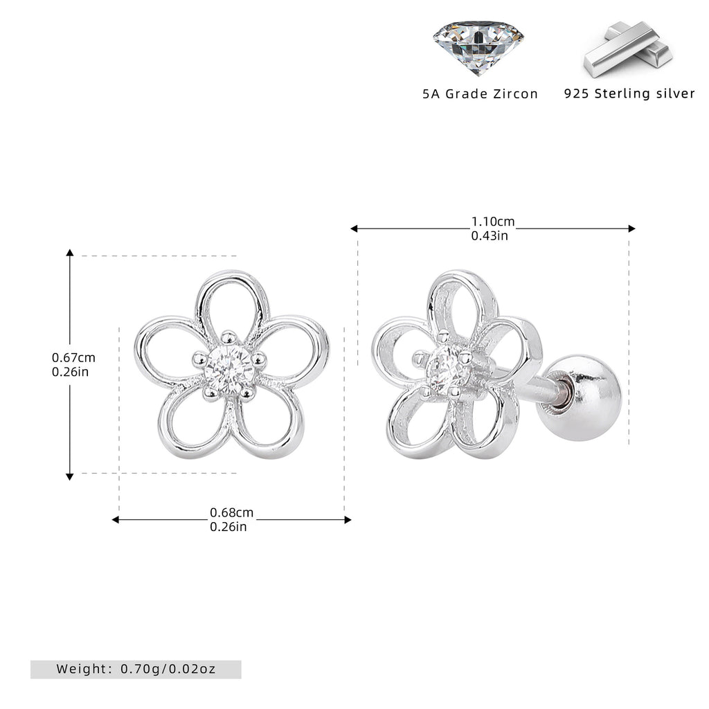 Damen Ohrstecker im floralen Design aus hochwertigem 925er Sterling Silber Shop Nory