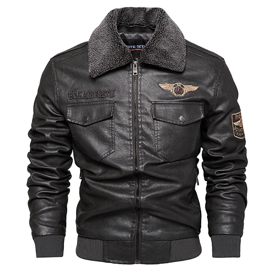 Herren Lässige Kunstlederjacke mit weichem Teddyfutter Shop Nory