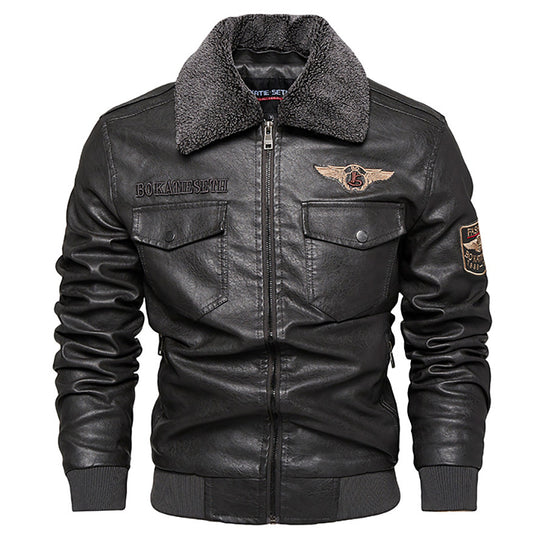 Herren Lässige Kunstlederjacke mit weichem Teddyfutter Shop Nory
