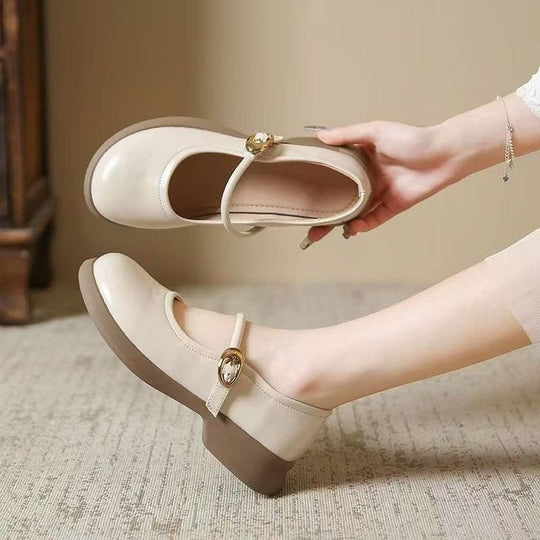 Damen Mary Jane Ballerinas mit elegantem Riemen und bequemem Fußbett