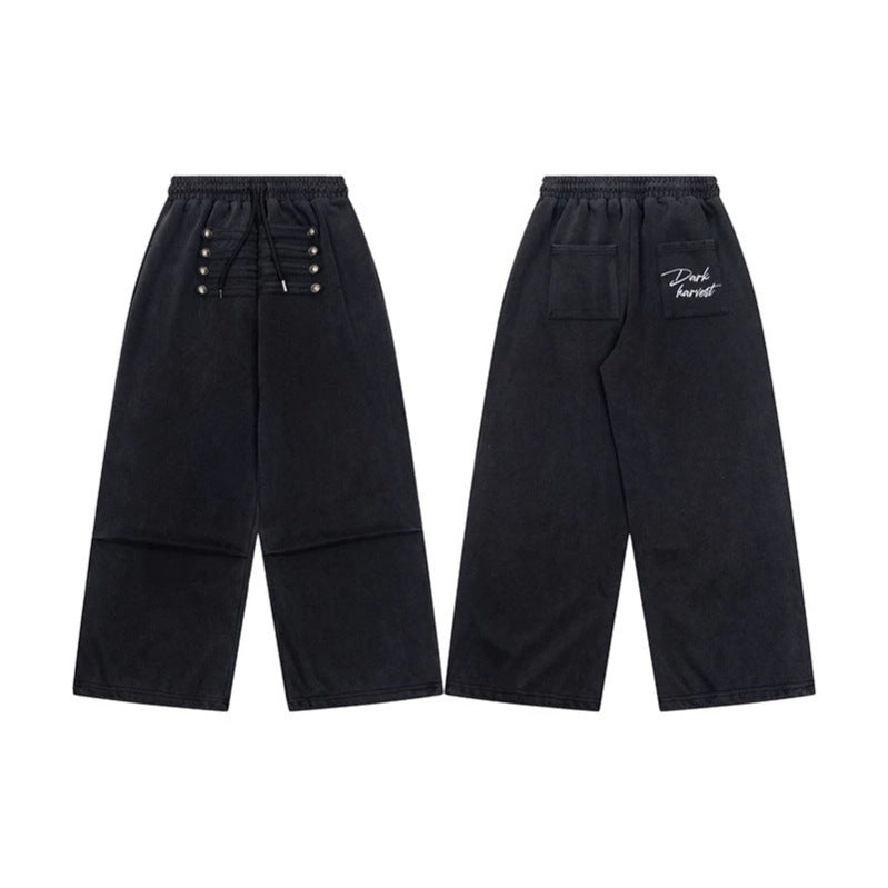 Damen Weite Culotte-Hose mit hohem Gummibund, Kordelzug und dekorativer Knopfblende Shop Nory