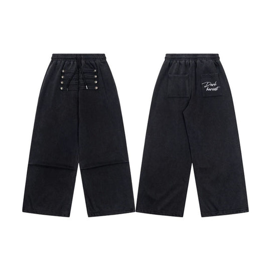 Damen Weite Culotte-Hose mit hohem Gummibund, Kordelzug und dekorativer Knopfblende Shop Nory