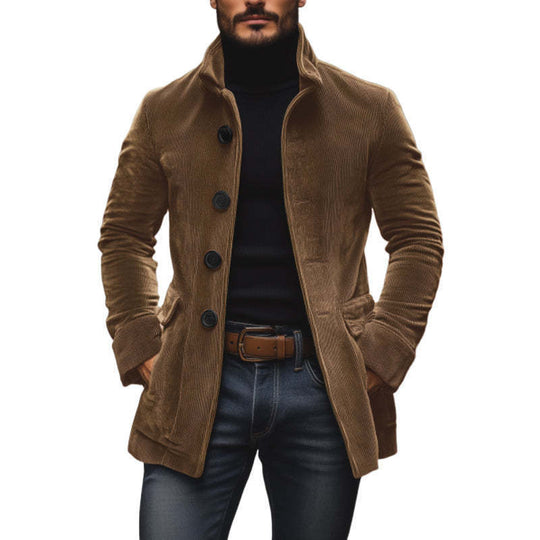 Herren Kordmantel mit Stehkragen und taillierter Silhouette Shop Nory