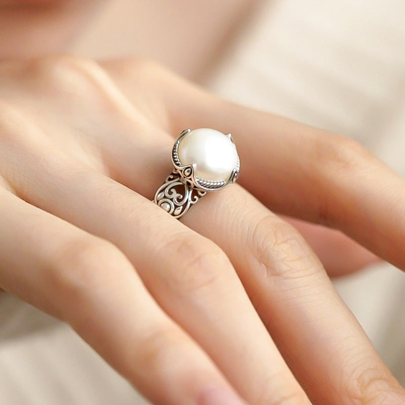 Damen perlverzierter Ring mit kunstvoller Fassung Shop Nory