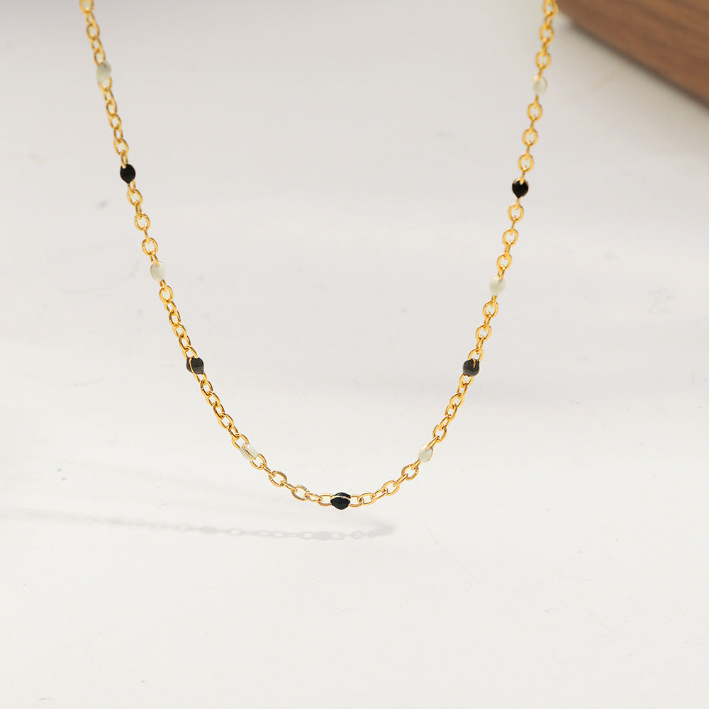 Damen feine Halskette mit bunten Edelstein-Details und goldener Gliederkette Shop Nory