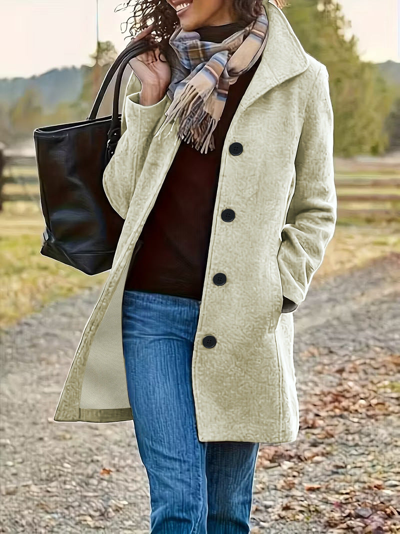 Damen nan taillierter Wollmix-Mantel mit großer Knopfleiste und Eingrifftaschen Shop Nory
