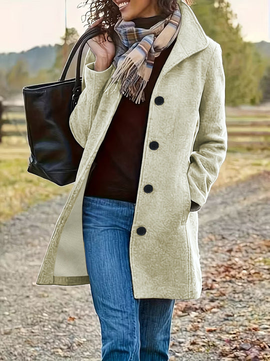 Damen nan taillierter Wollmix-Mantel mit großer Knopfleiste und Eingrifftaschen Shop Nory