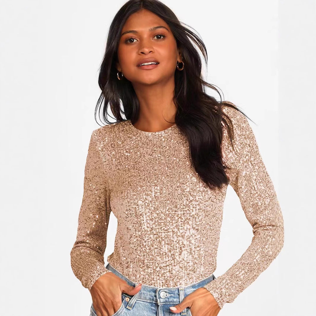 Damen Funktionsreicher Pailletten-Bodysuit mit langem Arm