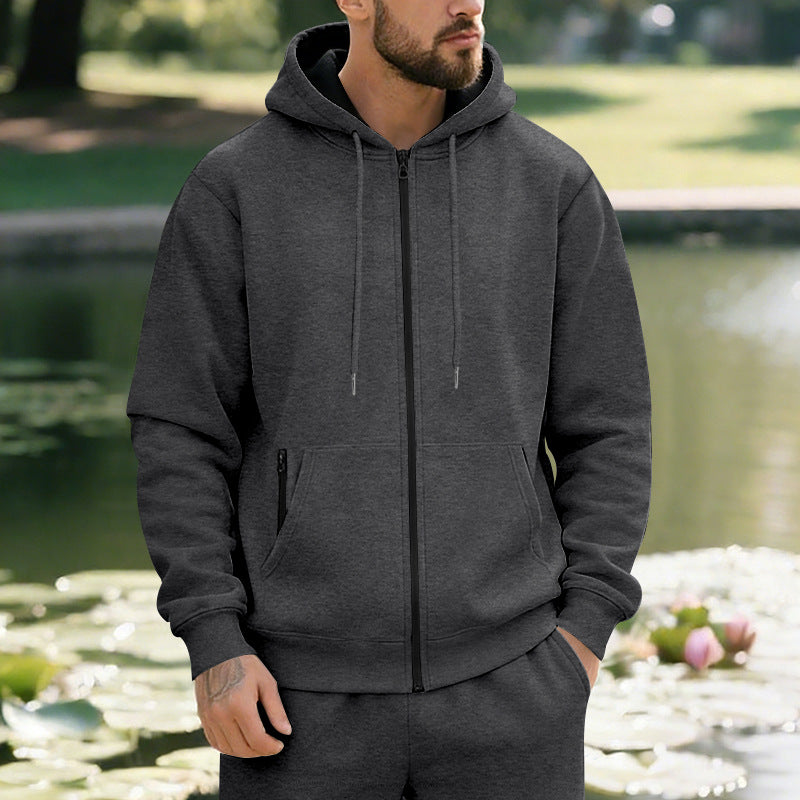 Kapuzenjacke Herren sportlich mit Reißverschluss und Taschen