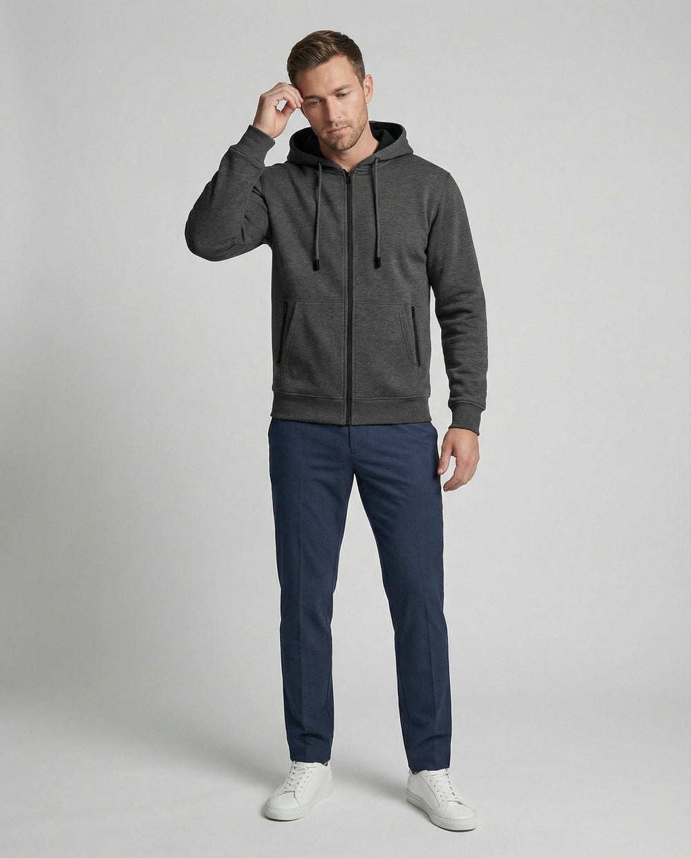 Kapuzenjacke Herren sportlich mit Reißverschluss und Taschen