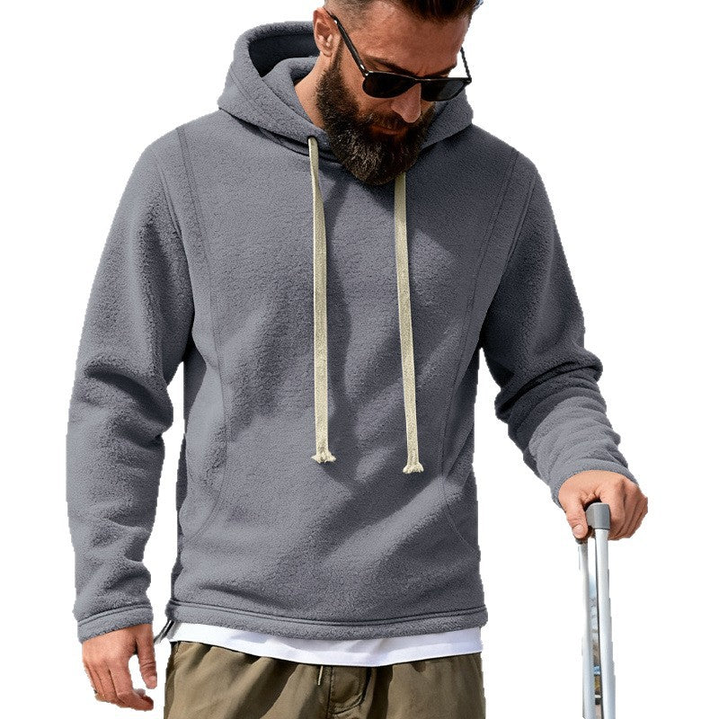 Herren Fleece-Hoodie mit Teddystruktur, Kapuze und entspannter Passform Shop Nory