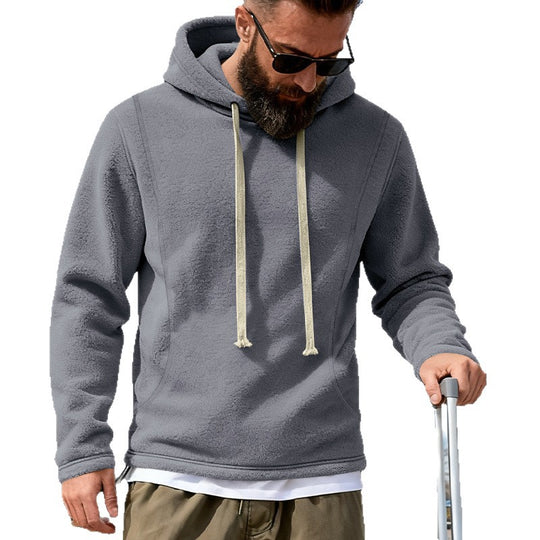 Herren Fleece-Hoodie mit Teddystruktur, Kapuze und entspannter Passform Shop Nory