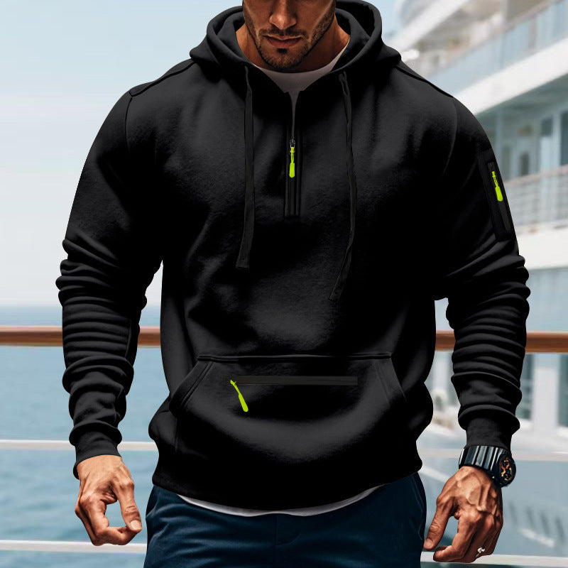 Herren sportlicher Kapuzenpullover mit praktischem Zwei-Wege-Reißverschluss und seitlichen Taschen