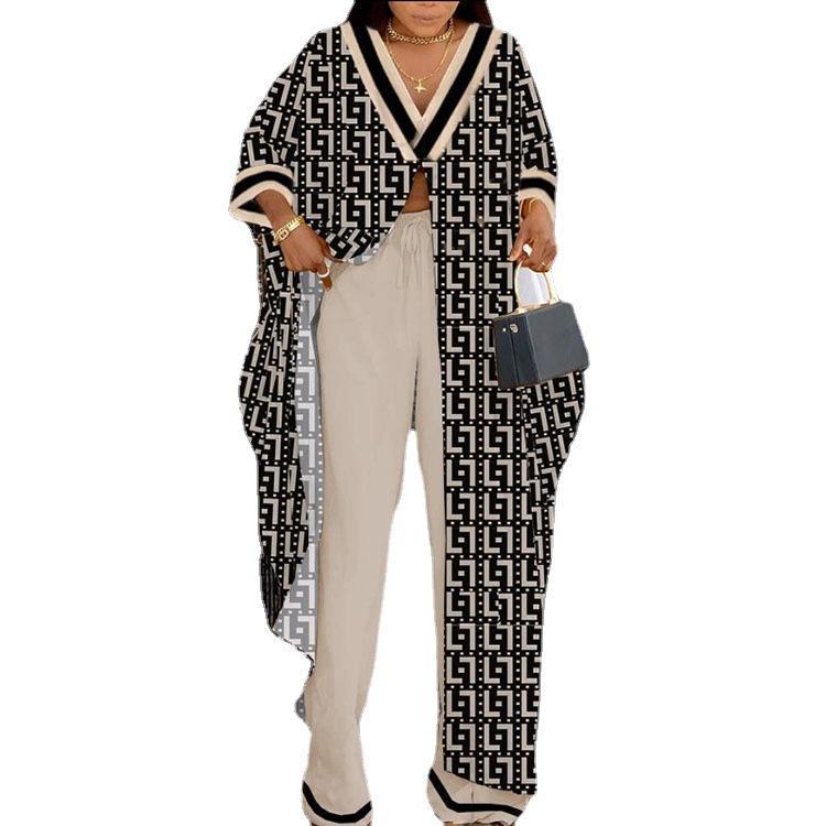 Damen Set aus kimonoartigem Oberteil und weitem Hosen Shopnory