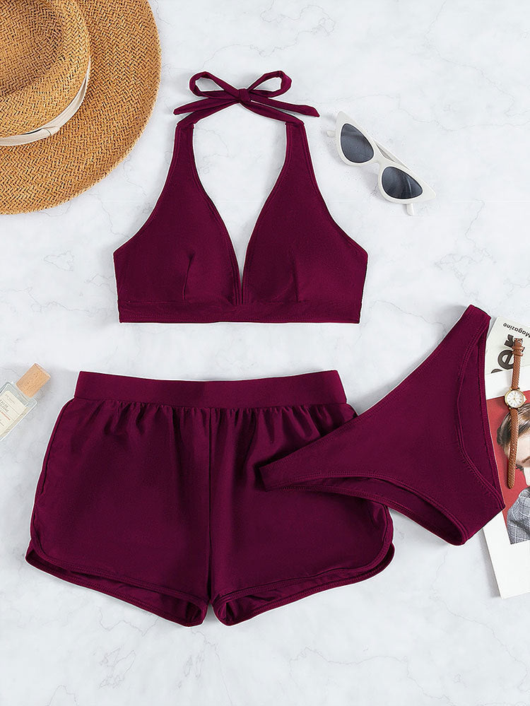 Damen Sport-Bikini-Set mit hoch geschnittenem Oberteil und komfortablen Shorts
