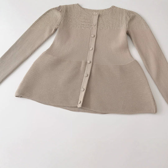 Damen Strukturierter Rippstrick-Cardigan mit Stehkragen und Taillennaht Shop Nory