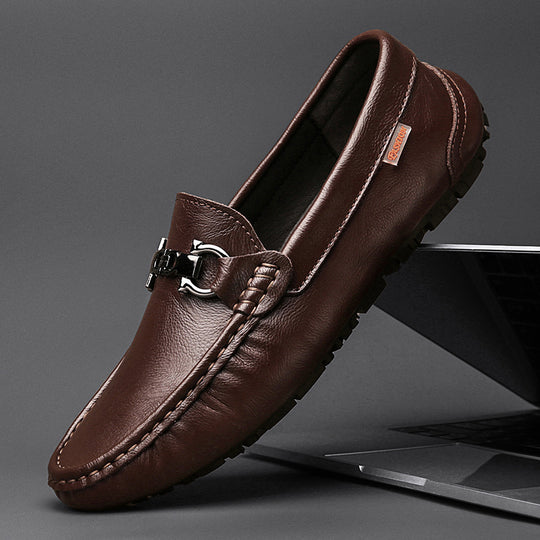 Herren eleganter Mokassin‑Loafer aus softem Kunstleder mit dekorativer Metallschnalle und profilierter Gummilaufsohle Shop Nory