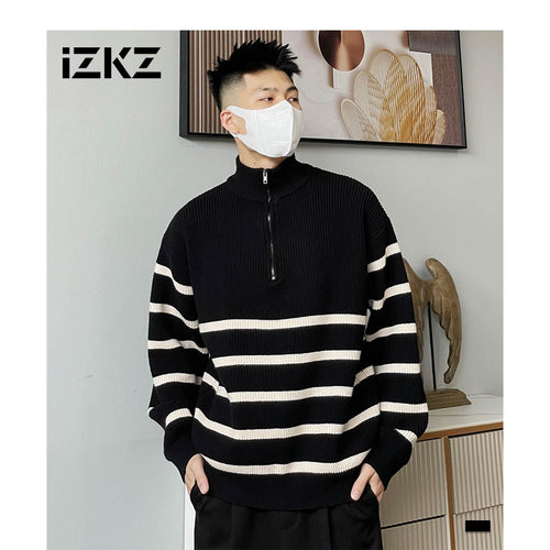 Herren Modischer Pullover mit Stehkragen und Reißverschluss Shop Nory