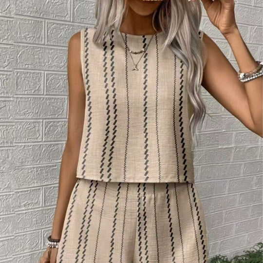 Damen lässiges Set mit ärmellosem Oberteil und Shorts
