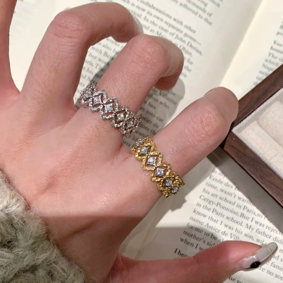 Damen filigraner Ring mit funkelnden Strasssteinen Shop Nory