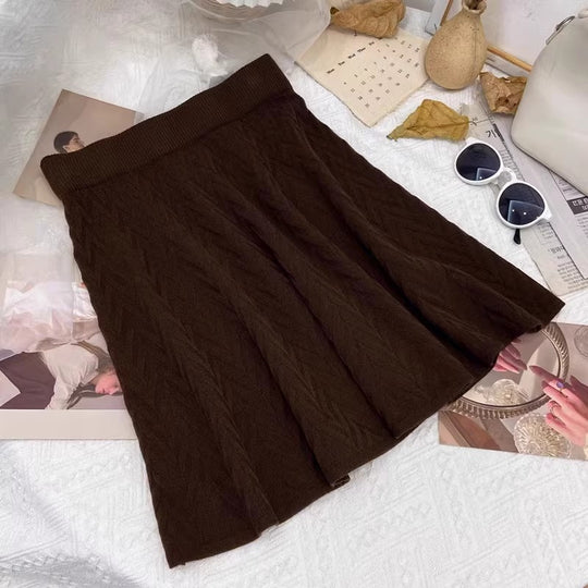 Damen Plissierter Strickrock mit Zopfmuster Shop Nory
