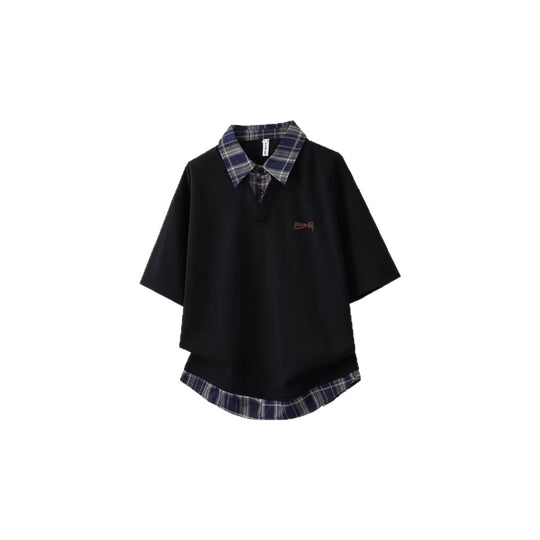 Damen Sportliches Oversized-T-Shirt mit kariertem Kragen Shop Nory