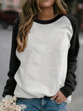 Damen lässiger Raglan-Pullover aus weichem Baumwollmix mit Rundhalsausschnitt