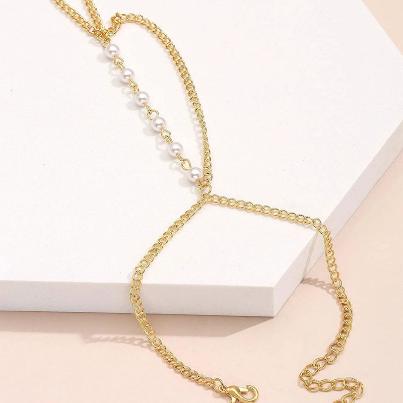Damen Exklusive Halskette mit Perlenakzenten und schimmerndem Kettendesign Shop Nory
