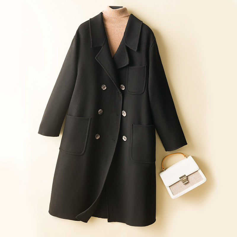 Damen Oversized Doppelreiher Wollmix‑Mantel mit aufgesetzten Taschen Shop Nory