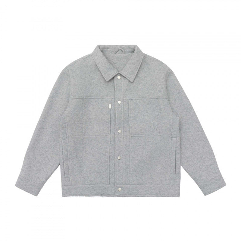 Herren Oversize Hemdjacke im Boxy-Cut aus Wollmix mit Druckknopfblende und aufgesetzten Taschen Shop Nory