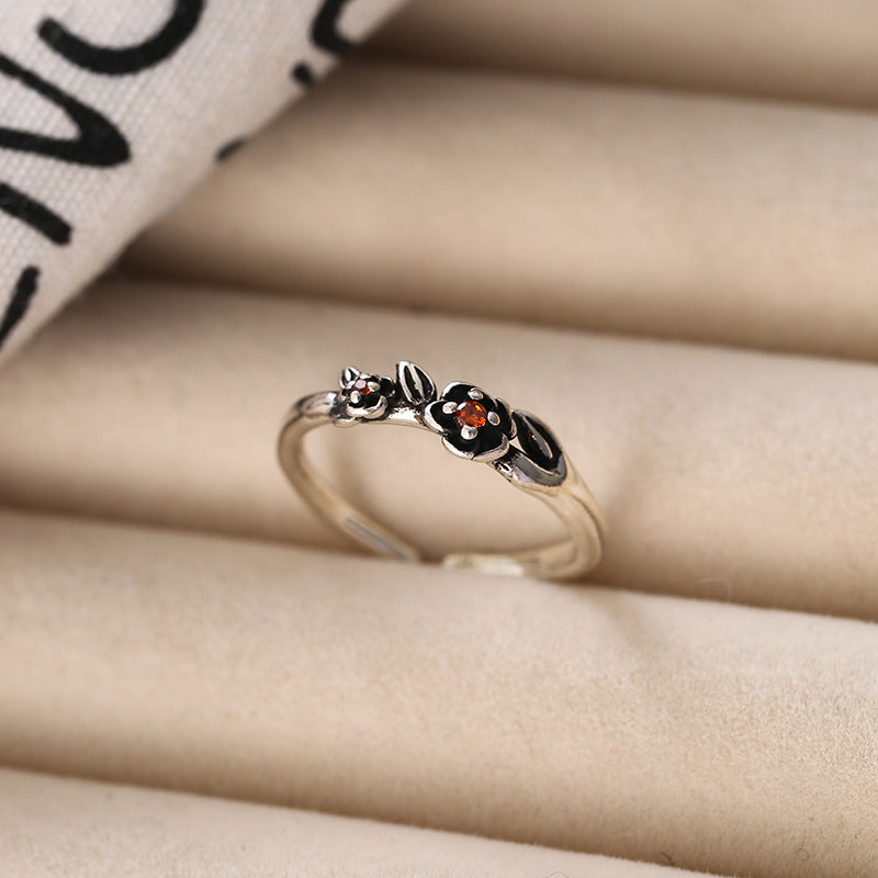 Damen Offener Ring mit floralen Akzenten und glitzernden Details Shop Nory