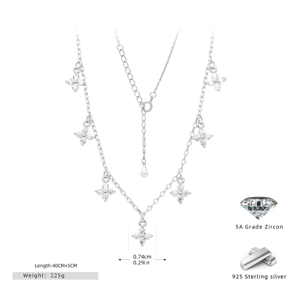 Damen Halskette mit funkelnden Zirkon-Stars aus 925 Sterling Silber Shop Nory