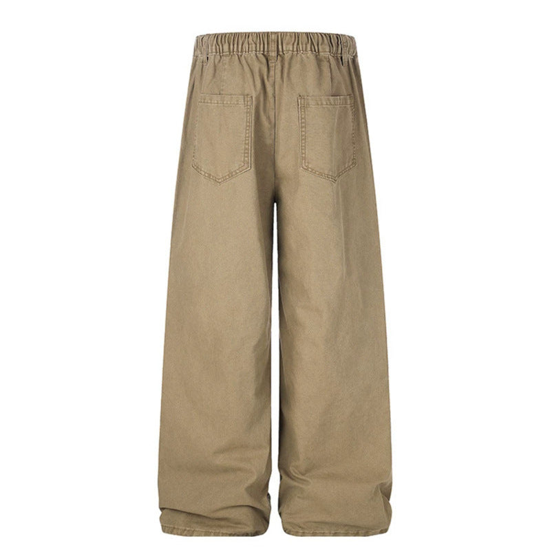Damen Weite Canvas-Cargo-Palazzo-Hose mit elastischem Komfortbund und verstellbarem Saum Shop Nory