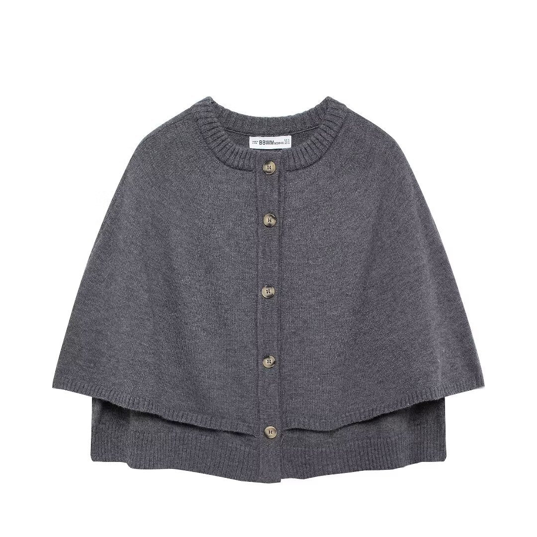 Damen Cape-Cardigan mit Knopfleiste und zweilagigem Umhang Shop Nory