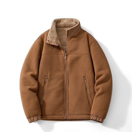 Herren Teddygefütterte Fleecejacke mit Stehkragen, Reißverschluss und Thermo-Innenfutter Shop Nory