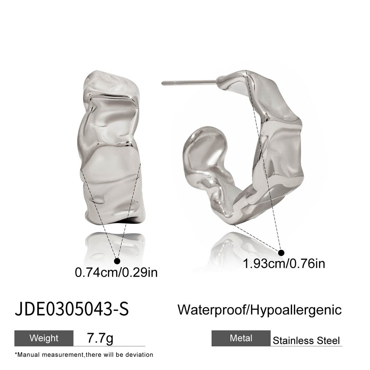 Damen Creolen mit modernem, gewelltem Design aus hypoallergenem Edelstahl Shop Nory