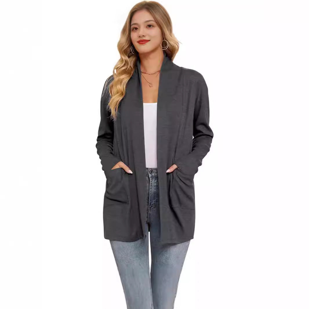 Damen lässiger Longcardigan mit Taschen