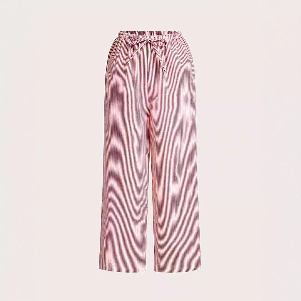 Damen Weite Sommerhose mit komfortablem Gummibund und Streifenmuster