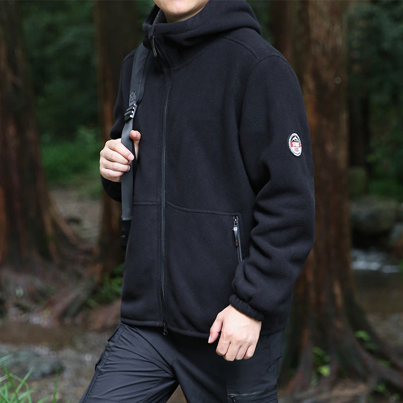 Herren Outdoor-Fleecejacke mit Kapuze, durchgehendem Reißverschluss und Reißverschlusstaschen Shop Nory