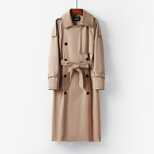 Herren Langer Doppelreihiger Trenchcoat mit Taillengürtel, Epauletten und klassischem Schalkragen Shop Nory