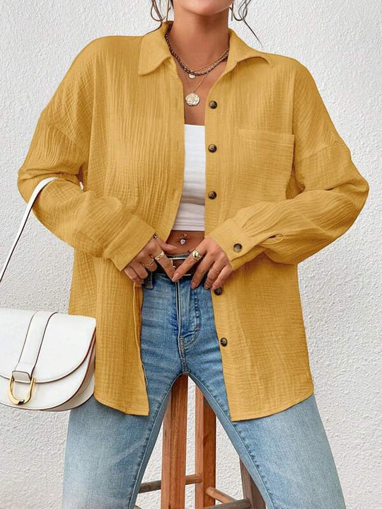 Damen Lässiges Overshirt mit Knopfleiste und Brusttasche
