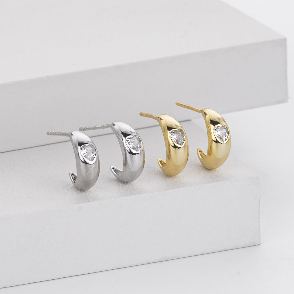 Damen Ohrhänger mit funkelndem Herzen aus hochwertigem 925 Sterling Silber Shop Nory
