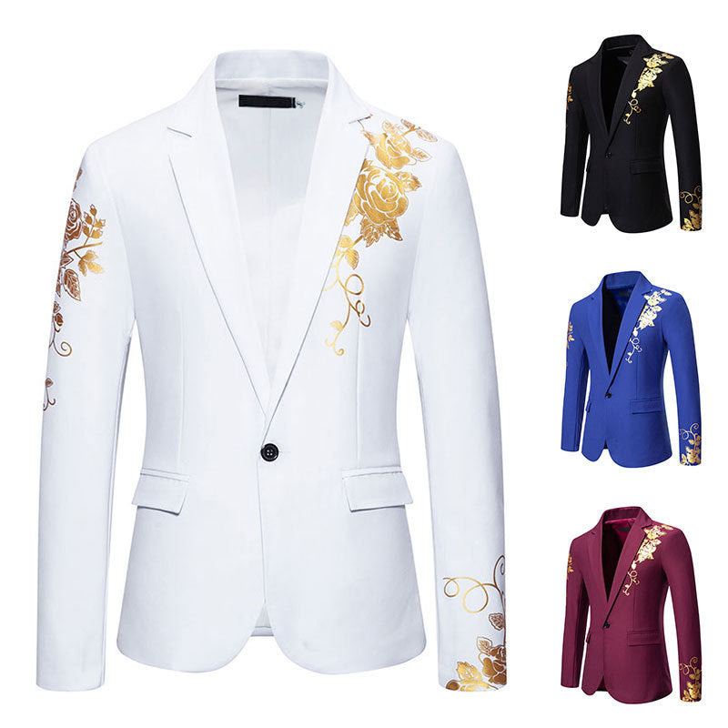 Herren eleganter Blazer mit floralem Gold-Design