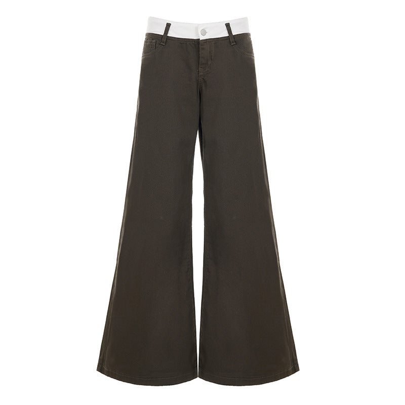 Damen nan Highwaist-Culottehose mit weitem Bein und kontrastierendem Bunddetail Shop Nory