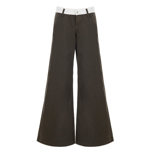 Damen nan Highwaist-Culottehose mit weitem Bein und kontrastierendem Bunddetail Shop Nory