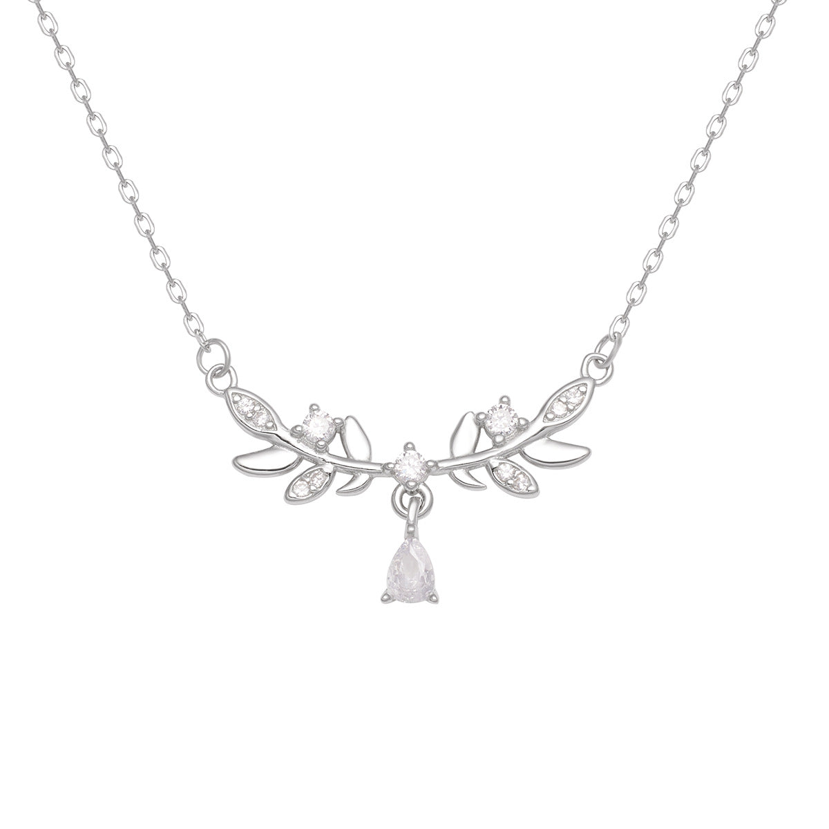 Damen filigrane Halskette mit botanischem Design und funkelnden Zirkonia Shop Nory