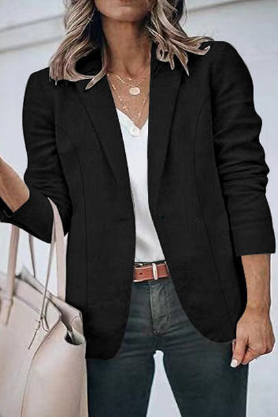 Damen Taillierter Blazer mit geschliffenem Revers, leichter Schulterpolsterung und Ein-Knopf-Verschluss Shop Nory
