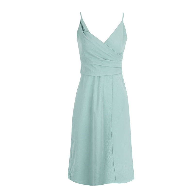 Damen Wickelkleid mit eleganten Spaghettiträgern und aufwendigem Drapé