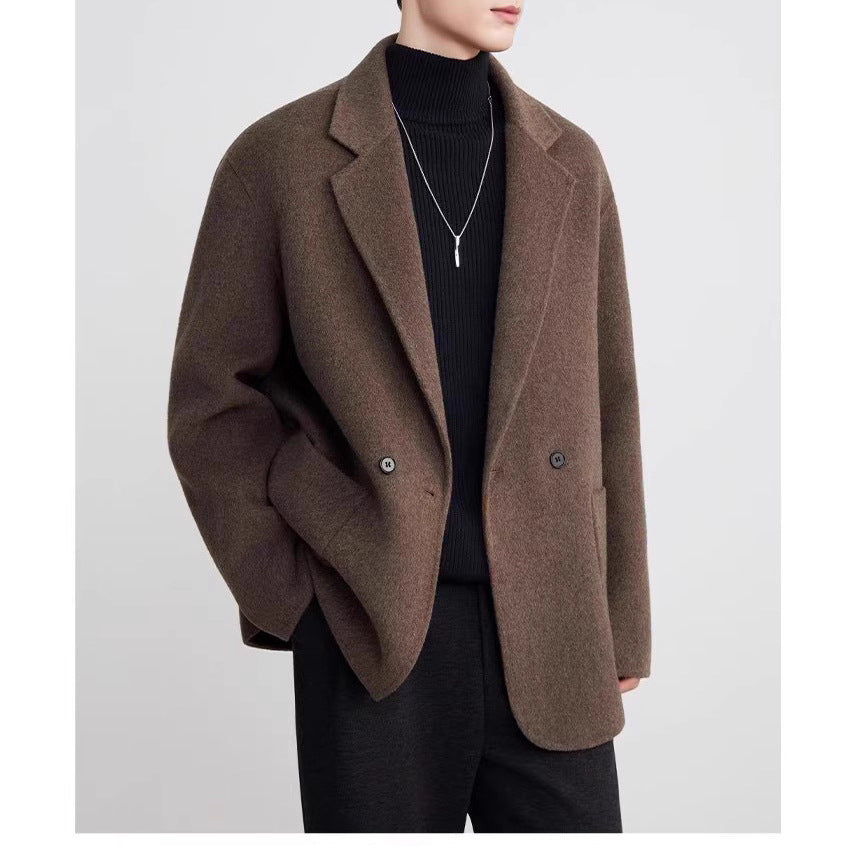 Herren Oversize Doppelknopf-Wollmix-Kurzmantel mit aufgesetzten Taschen Shop Nory